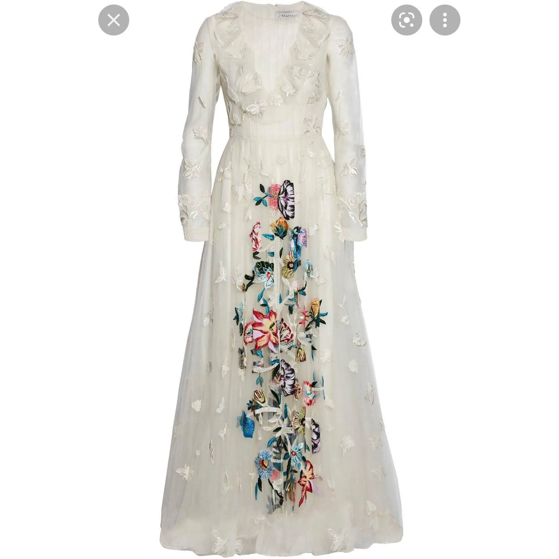 VALENTINO White Embroidered Evening Gown | Size US 12 - IT 48