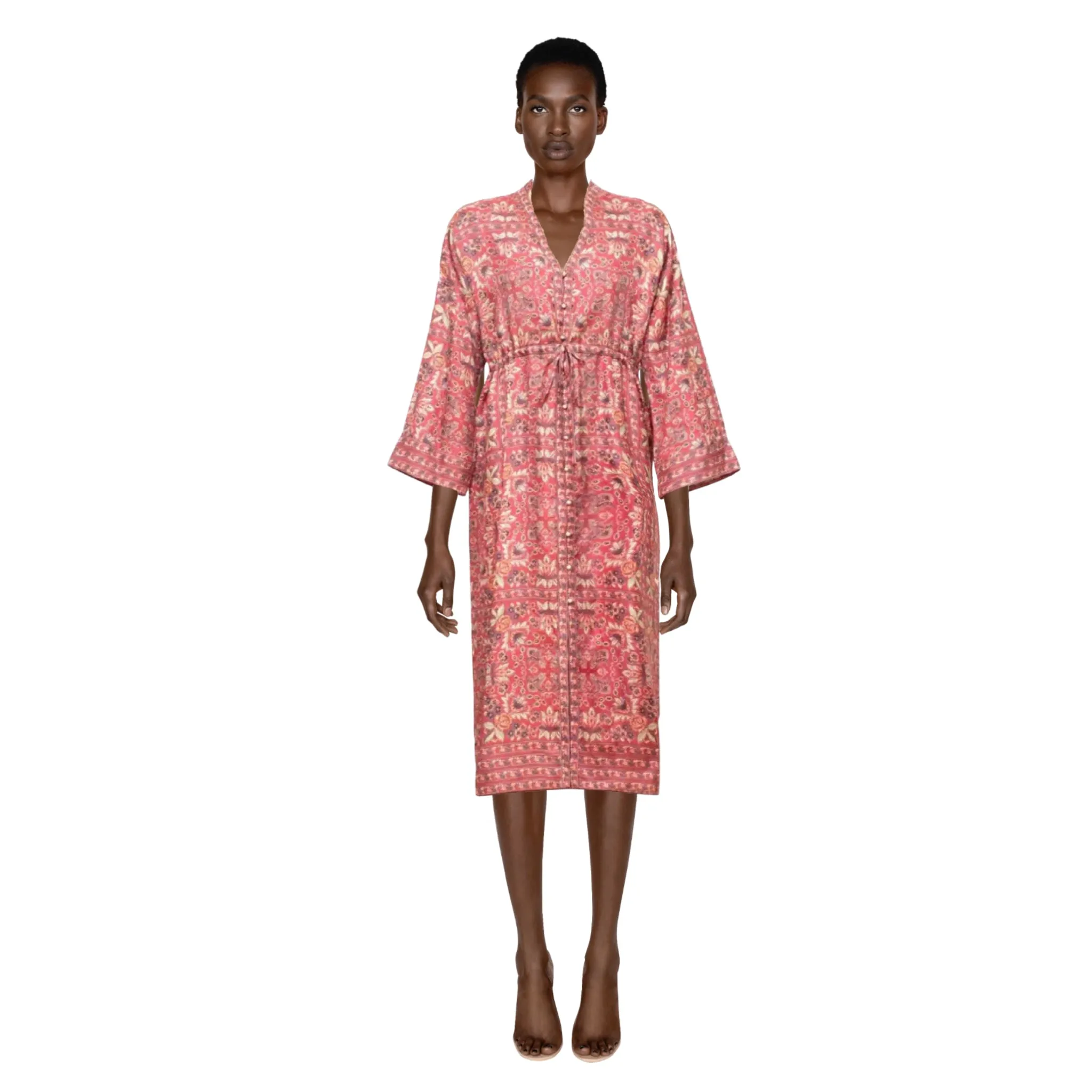 VILSHENKO Coral Silk Kaftan | Size US 4 - UK 8